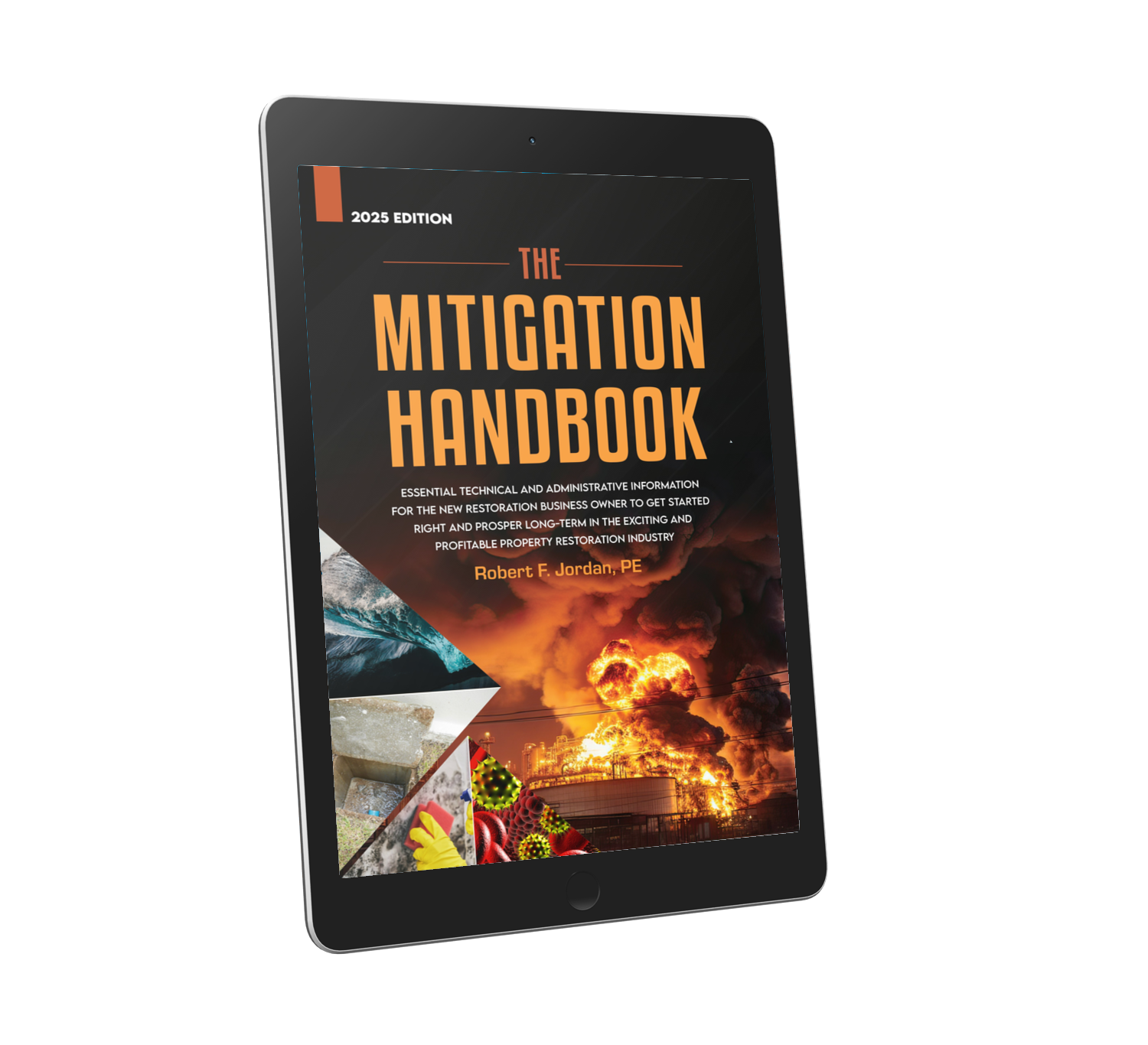 The Mitigation Handbook eBook on a tablet